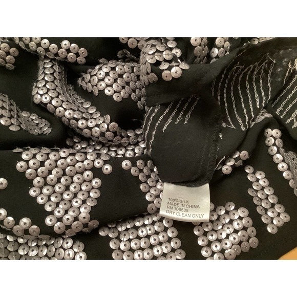 MADISON MARCUS BLACK SILK SEQUIN TOP S - Picture 8 of 8